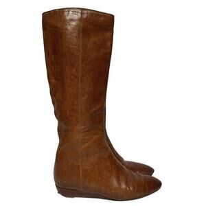 Loeffler Randall Matilde Brown Tall Wedge Boots Knee High Wester Boots Size 6.5